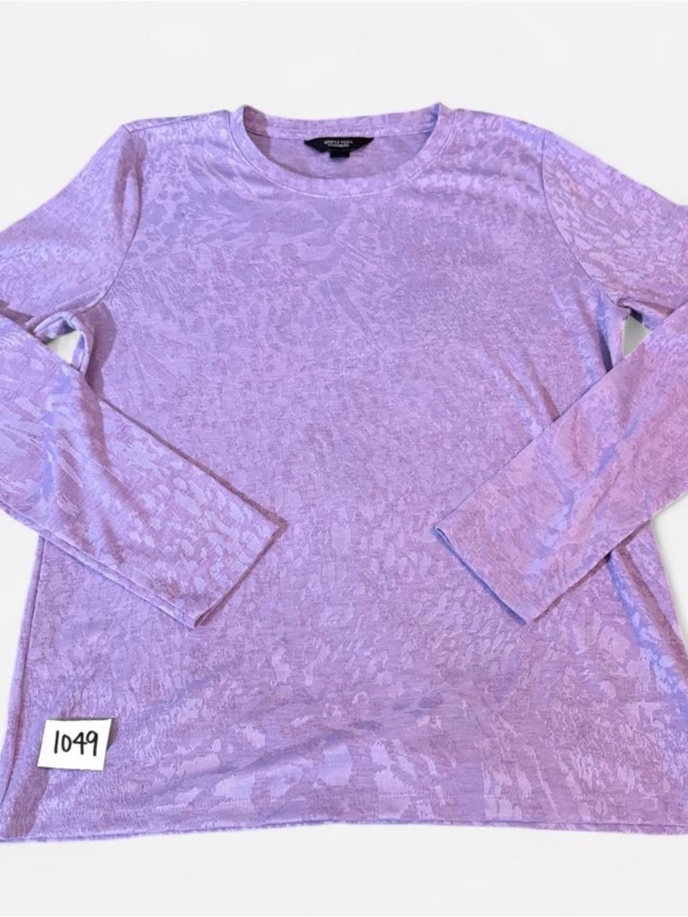 Simply Vera Vera Wang Lavender Textured Long-Sleeve Crewneck Top